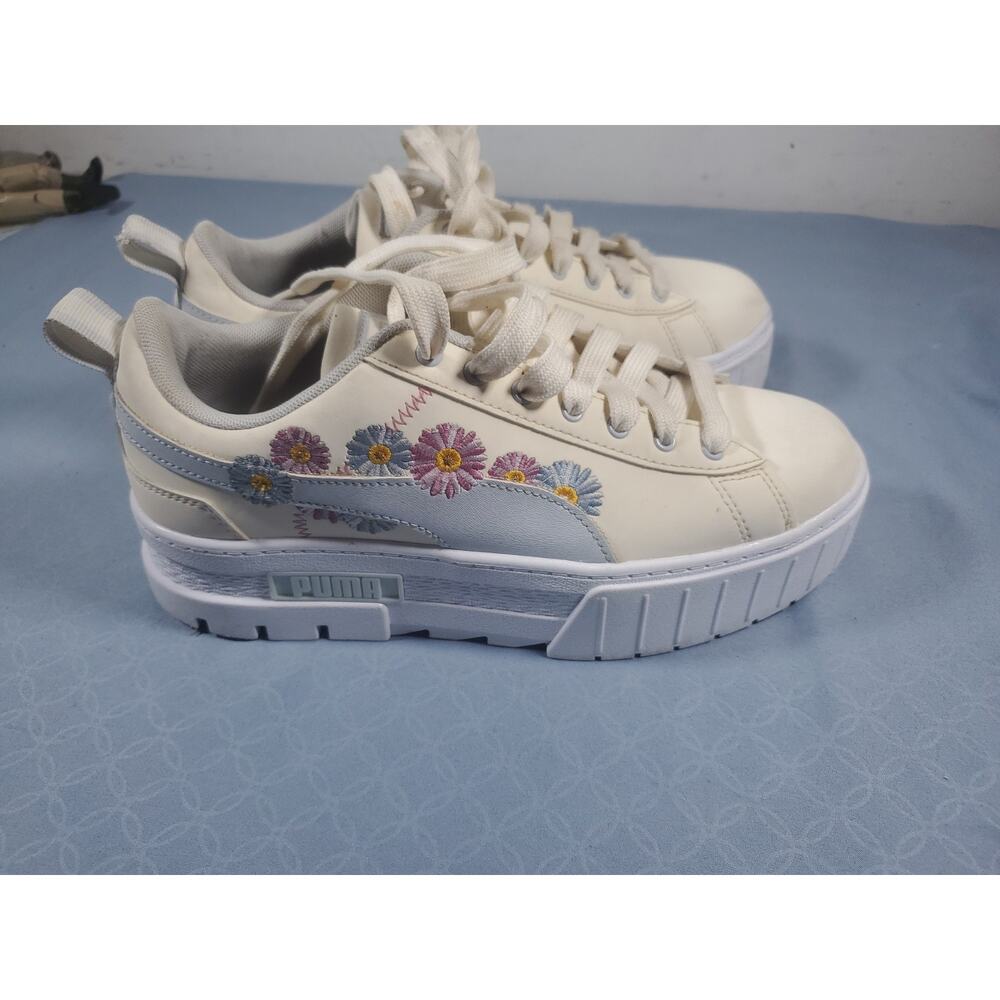 Puma Mayze Embroidery Womens Platform Sneakers Floral Shoes 394907-01 Size 7 - Picture 14 of 16